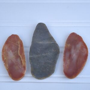 Hand Polished Red Chalcedony/Green Adventurine Set of Three Healing 3"X1"X1/4"